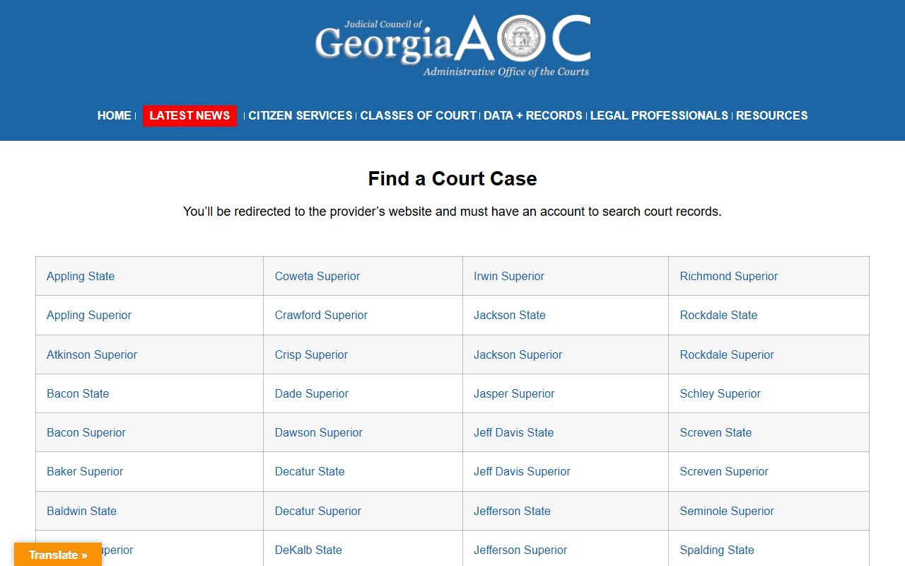 Baker County court records e-access provider list